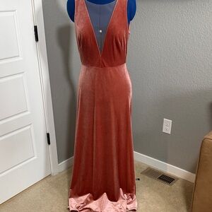 Jenny Yoo Terracotta Velvet Backless Dress